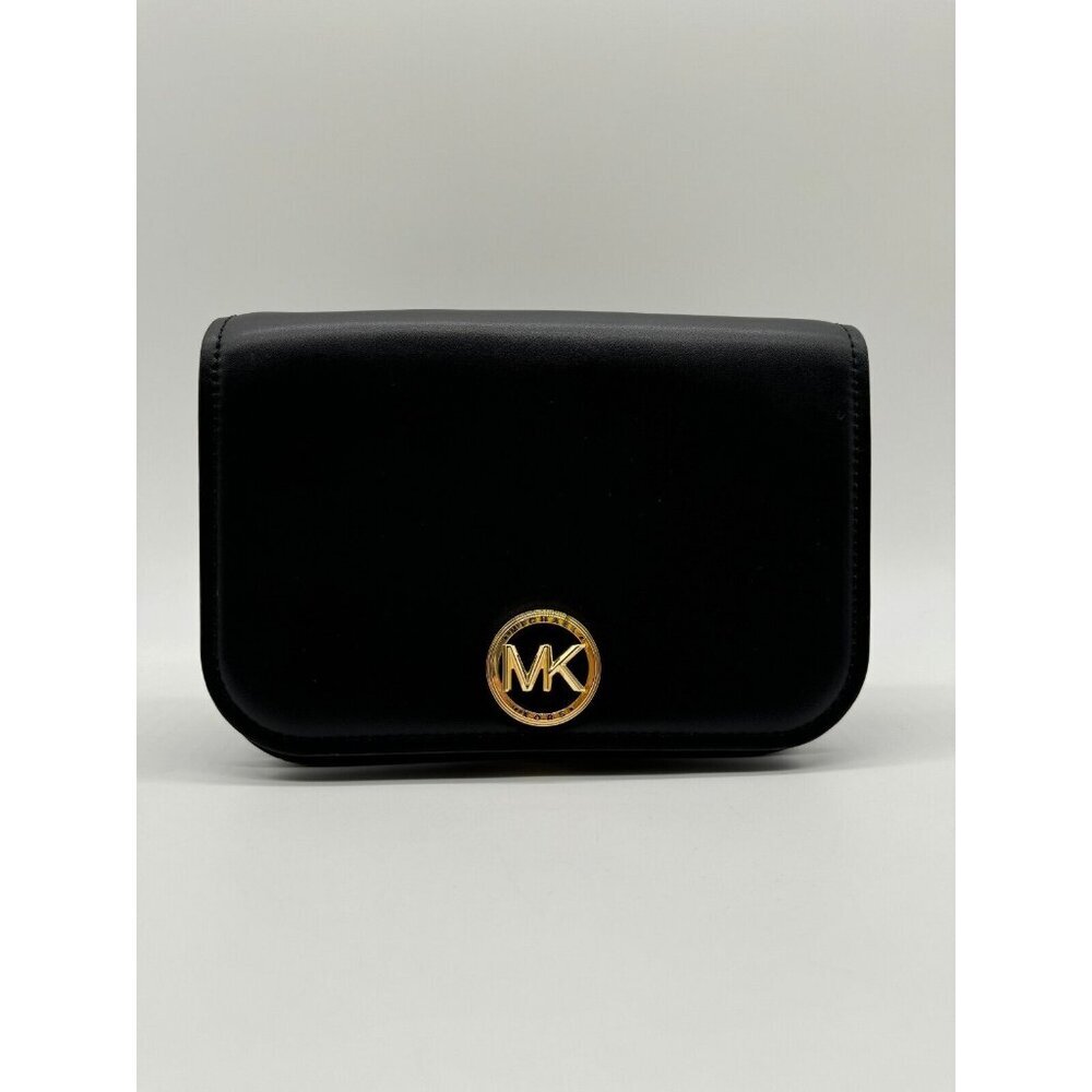 MICHAEL KORS genuine smooth leather large clutch handbag - Black
